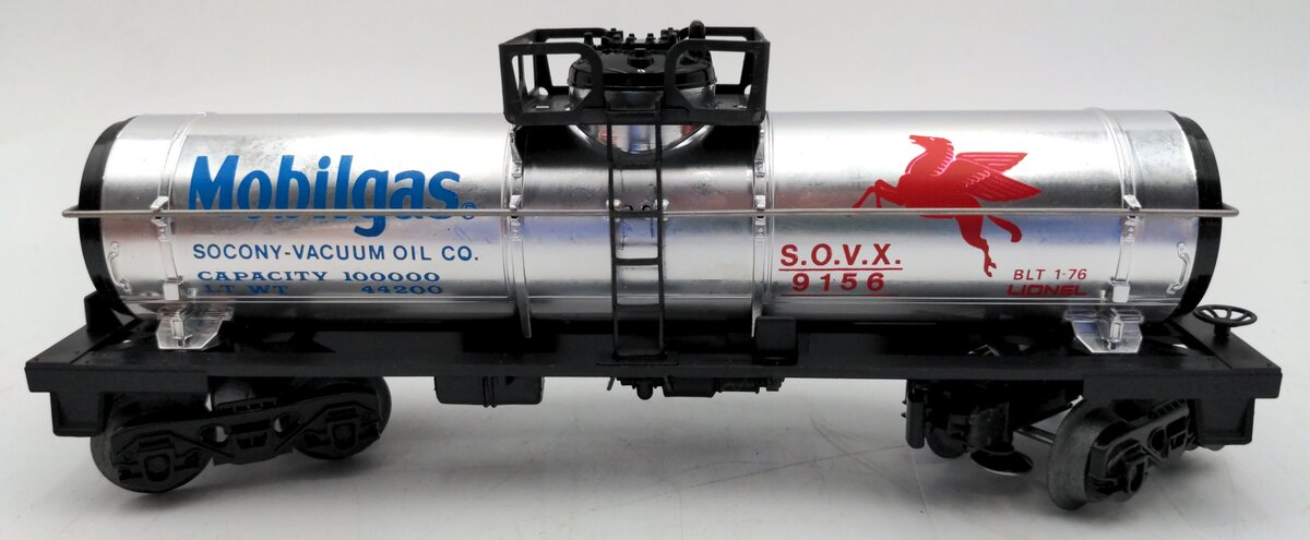 Lionel 6-9156 O Gauge Mobilgas Plated Single Dome Tank Car EX/Box