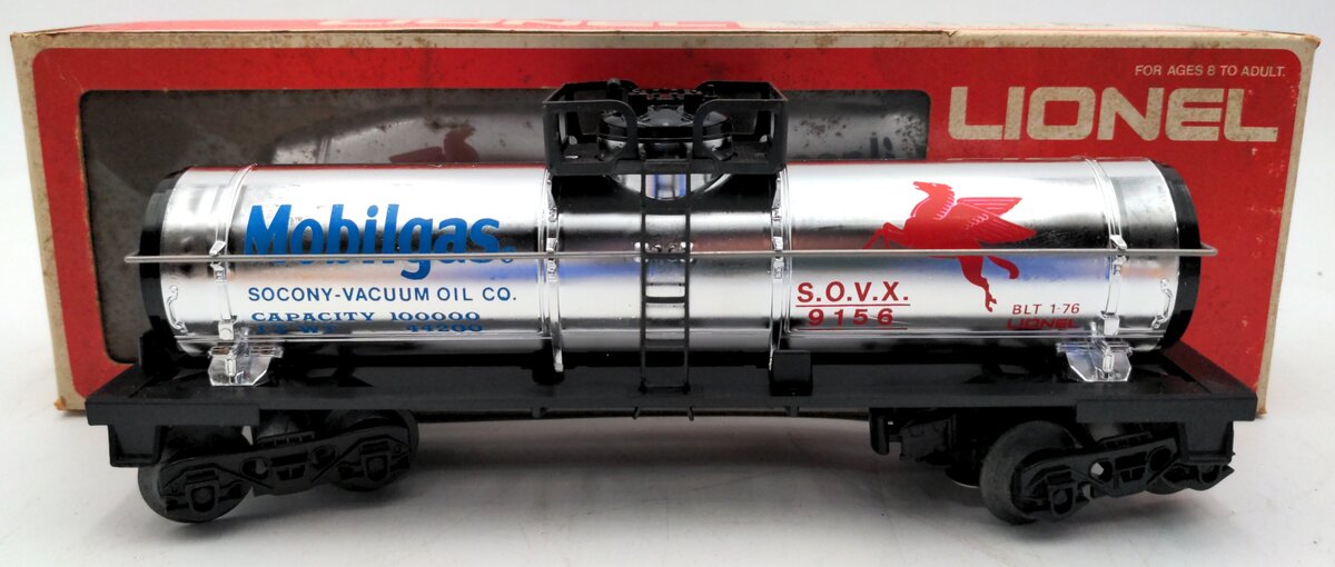 Lionel 6-9156 O Gauge Mobilgas Plated Single Dome Tank Car EX/Box