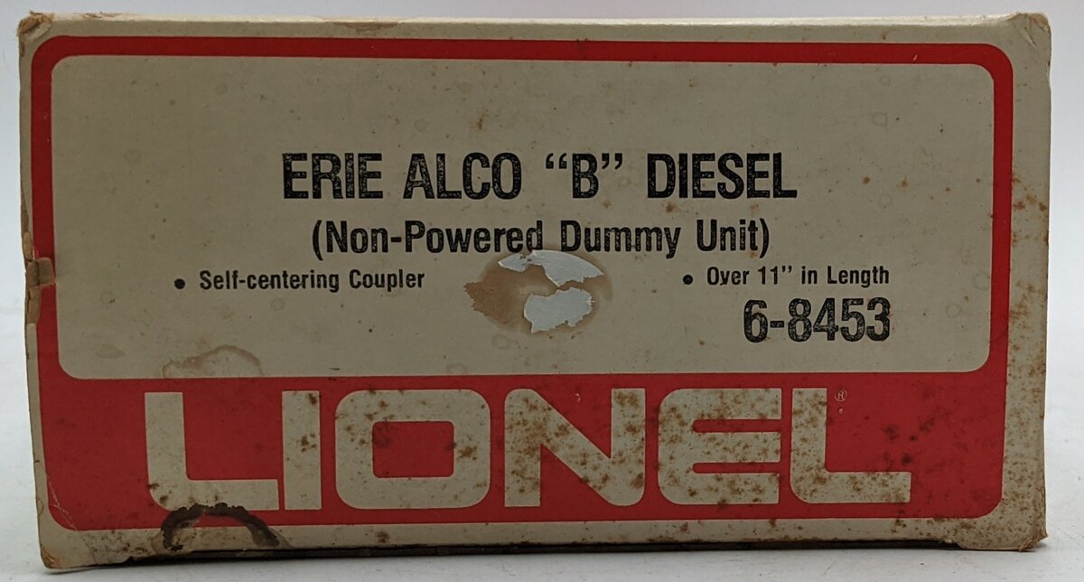 Lionel 6-8453 O Gauge Erie Alco Non-Powered B-Unit Diesel Locomotive #8453 NIB