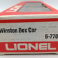 Lionel 6-7708 O Gauge Winston Billboard Reefer Car EX/Box
