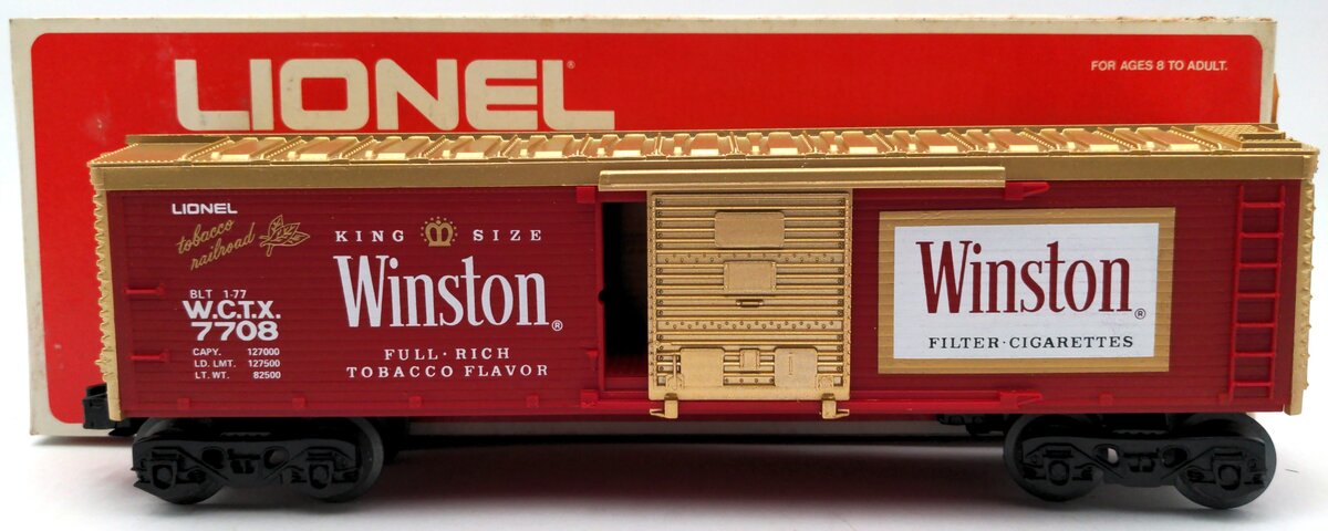 Lionel 6-7708 O Gauge Winston Billboard Reefer Car EX/Box