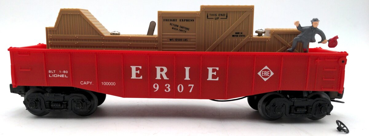 Lionel 6-9307 O Gauge Erie Animated Cop & Hobo Gondola #9307 LN/Box