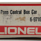 Lionel 6-9716 O Gauge Penn Central Boxcar VG/Box