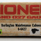Lionel 6-6427 O Gauge Burlington Northern Maintenance Caboose VG/Box