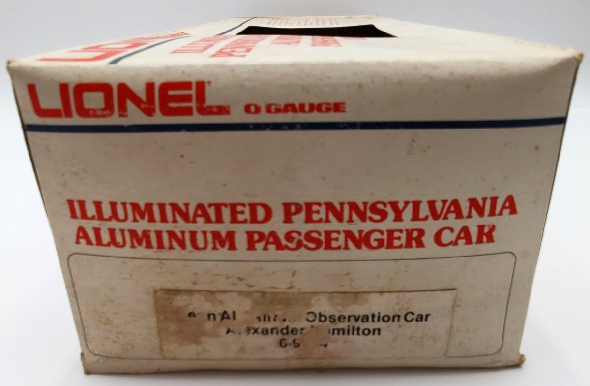 Lionel 6-9574 O Gauge Pennsylvania "Alexander Hamilton" Aluminum Observation Car EX/Box