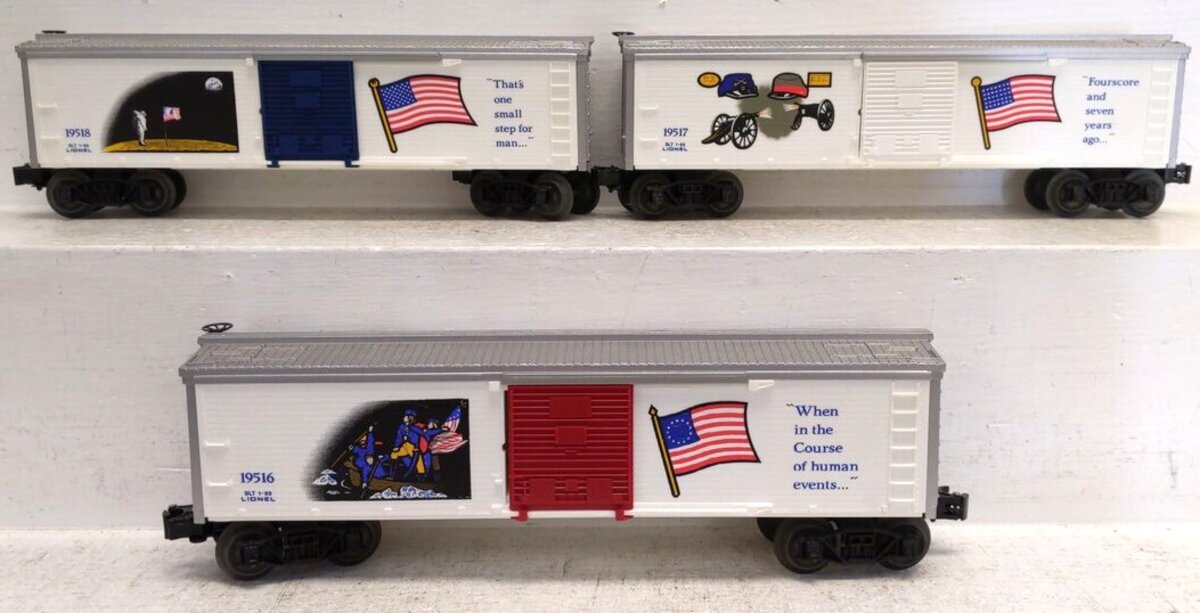 Lionel 6-19599 O Gauge Old Glory Series Boxcar Set (Set of 3) LN/Box