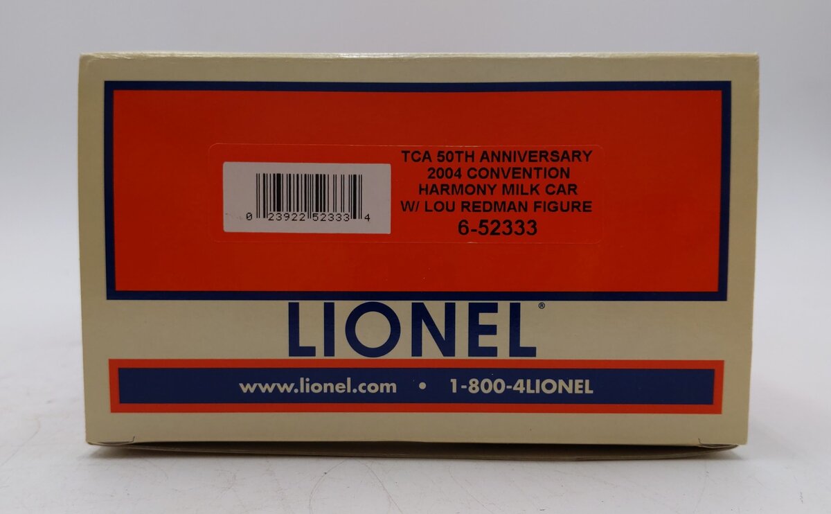 Lionel 6-52333 O Gauge Harmony Milk Car TCA 50th Anniversary w/Lou Redman Figure LN/Box