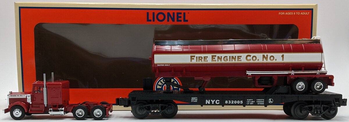 Lionel 6-52371 O Gauge NYC Flatcar w/St. Louis Fire Engine Co. No.1 NIB