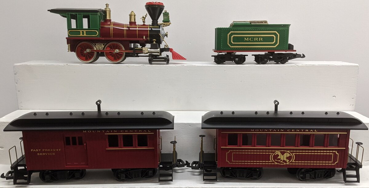 Kalamazoo 18601-2 G Scale Train Set Engine 4-4-0 MCRR Mountain Central Railroad NIB