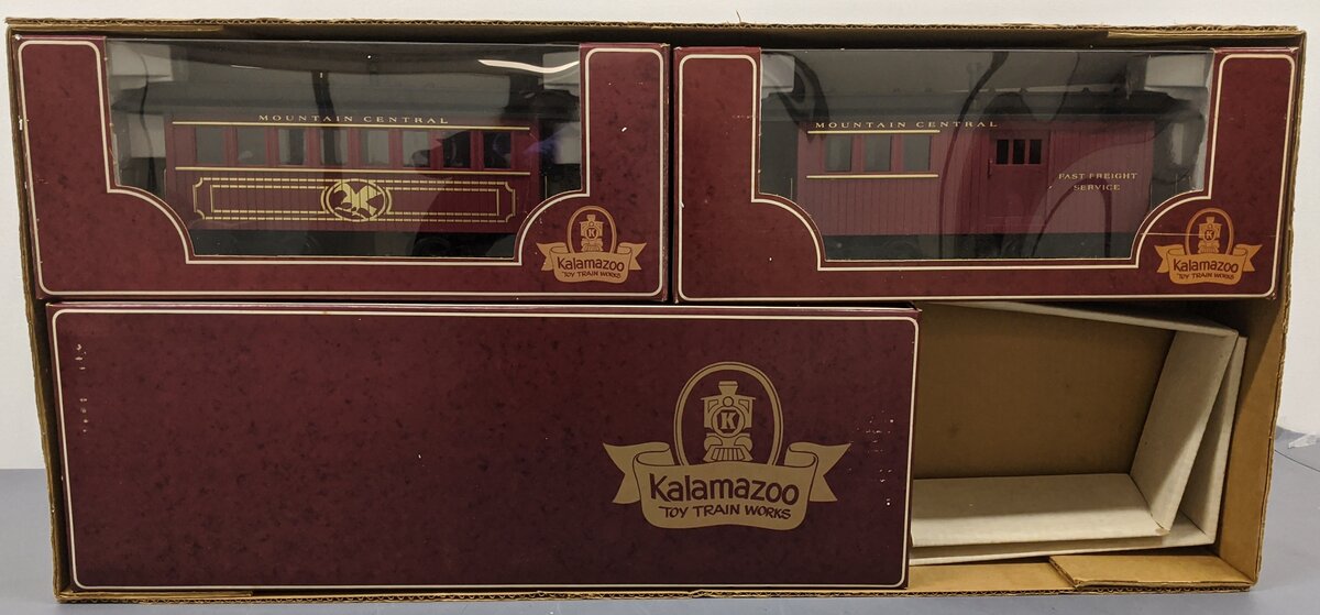 Kalamazoo 18601-2 G Scale Train Set Engine 4-4-0 MCRR Mountain Central Railroad NIB
