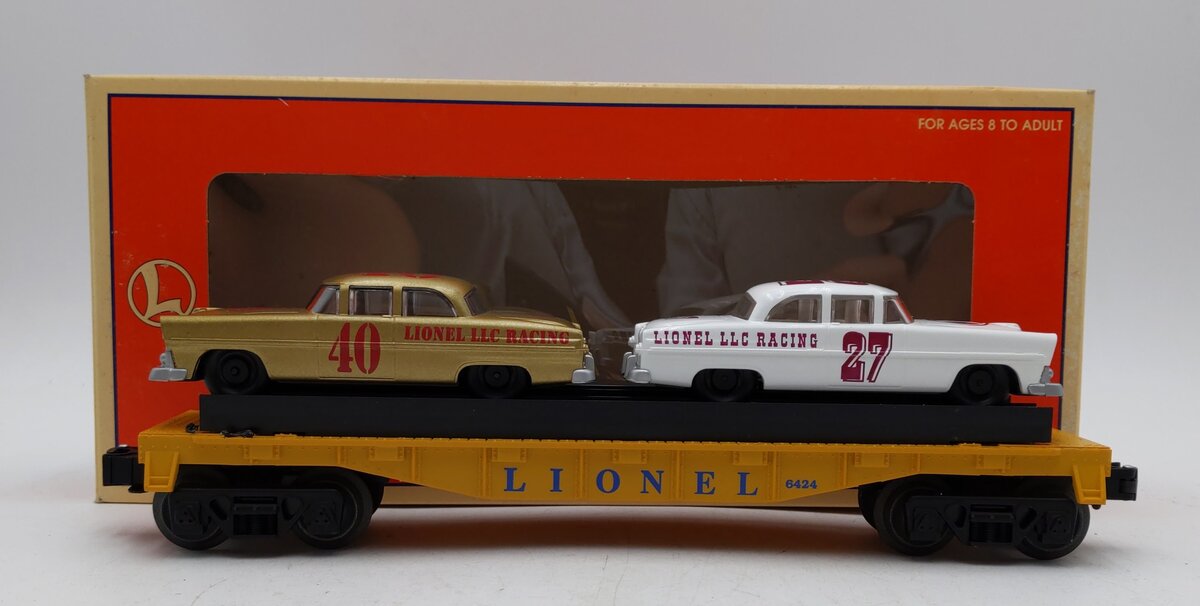 Lionel 6-19423 O Gauge Lionel Circle-L Racing Flatcar with Stock Car Load #6424 LN/Box