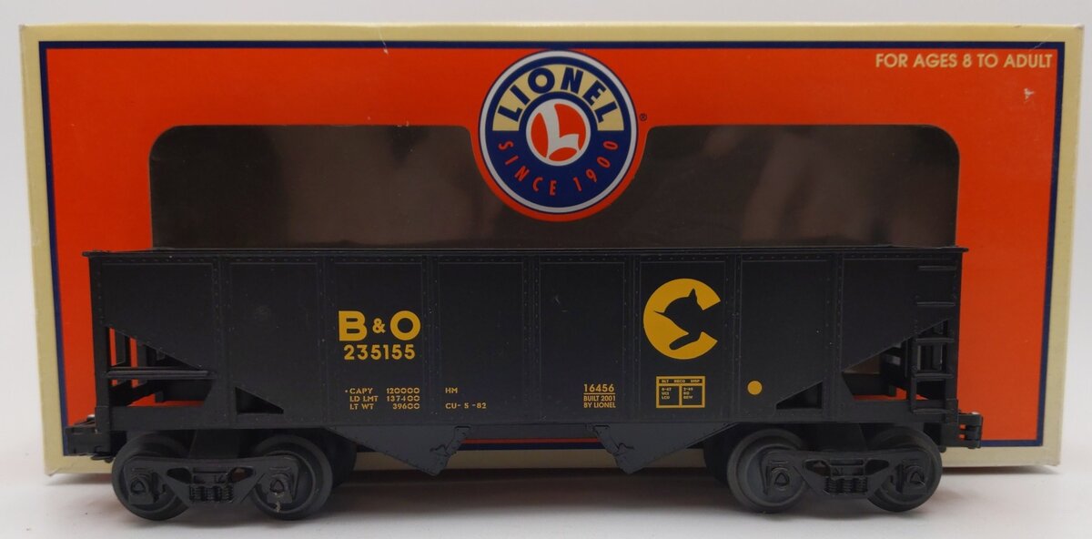 Lionel 6-16456 O Gauge Chessie B&O 2-Bay Hopper #235155 EX/Box
