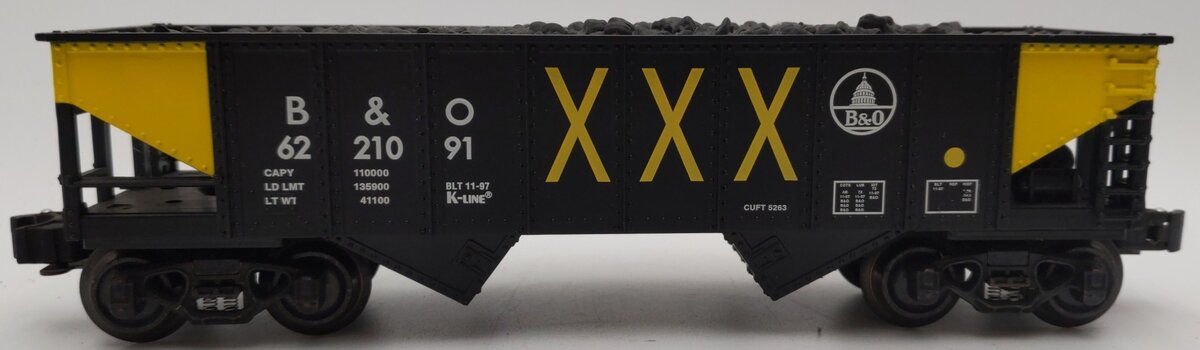 K-Line K622-1091 O Gauge Baltimore & Ohio Classic Ribbed Hopper Car #6221091 EX/Box