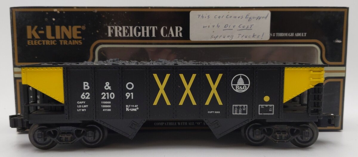 K-Line K622-1091 O Gauge Baltimore & Ohio Classic Ribbed Hopper Car #6221091 EX/Box