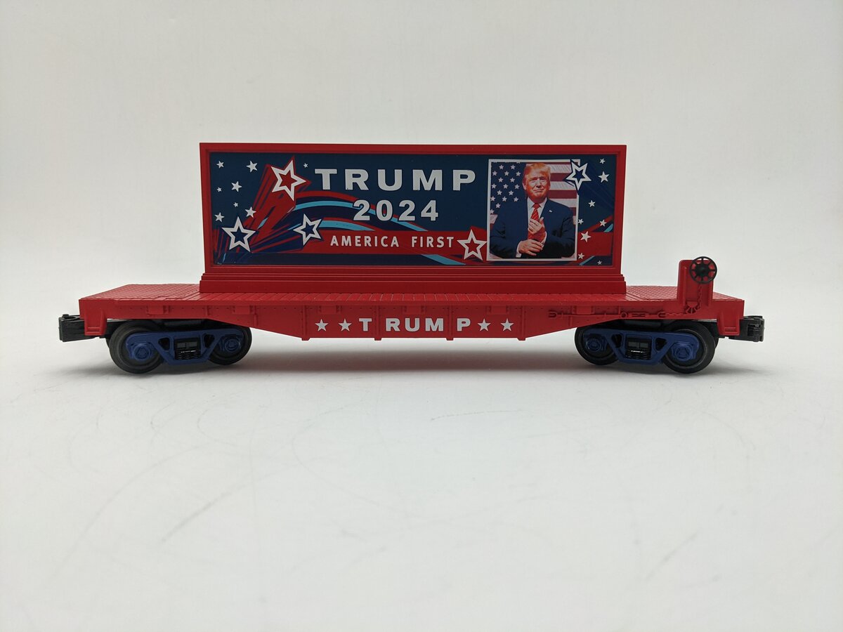 MTH 30-76851 O Gauge Flatcar with 2024 Donald J. Trump Billboard EX