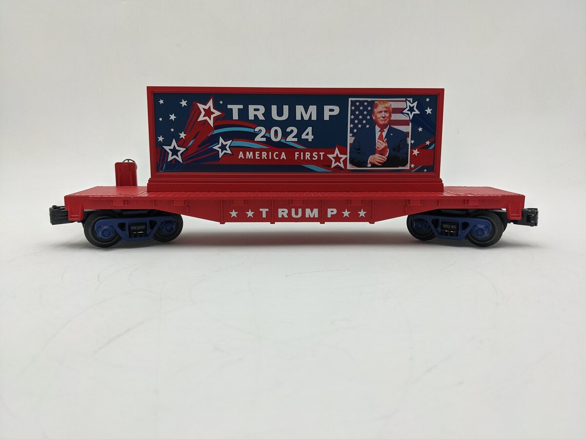 MTH 30-76851 O Gauge Flatcar with 2024 Donald J. Trump Billboard EX