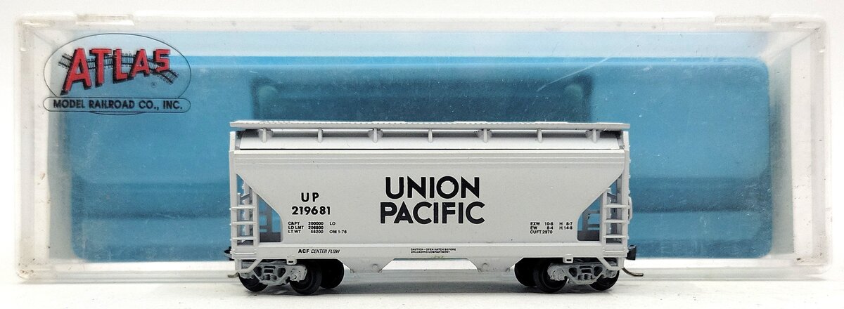 Atlas 3905 N Scale Union Pacific ACF 2-Bay Hopper #219681 EX/Box