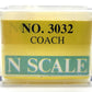 Model Power N Scale 3032 Santa Fe 75' Streamline Coach Passenger Car EX/Box