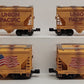 Menards 275-9239 O Gauge Union Pacific Weathered Center-Flow Hoppers (Set of 4) EX