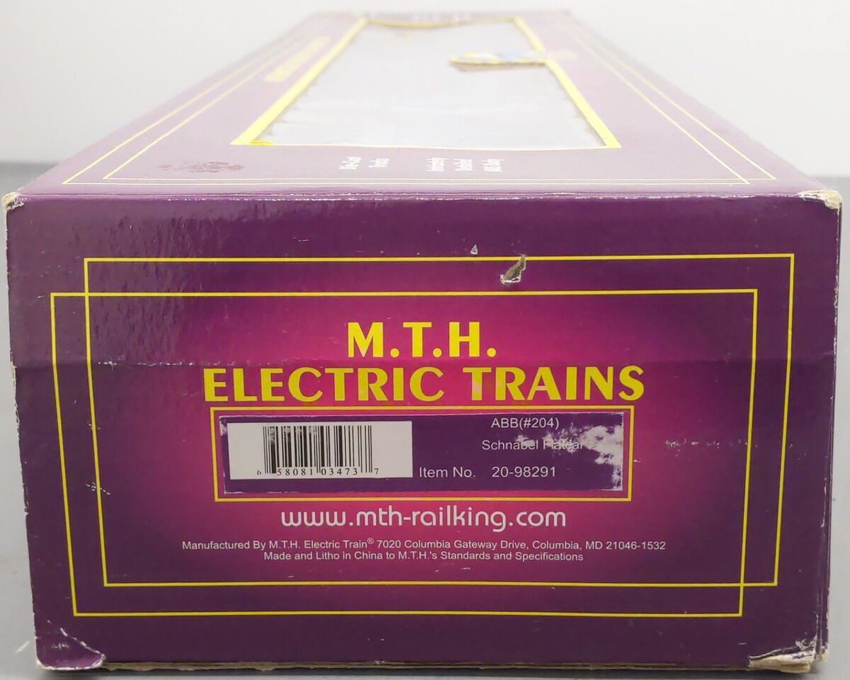 MTH 20-98291 O Gauge ABB Schnabel Flatcar w/ Transformer #204 EX/Box