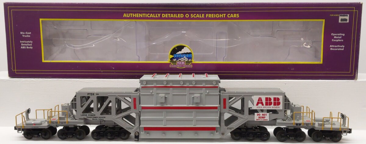 MTH 20-98291 O Gauge ABB Schnabel Flatcar w/ Transformer #204 EX/Box
