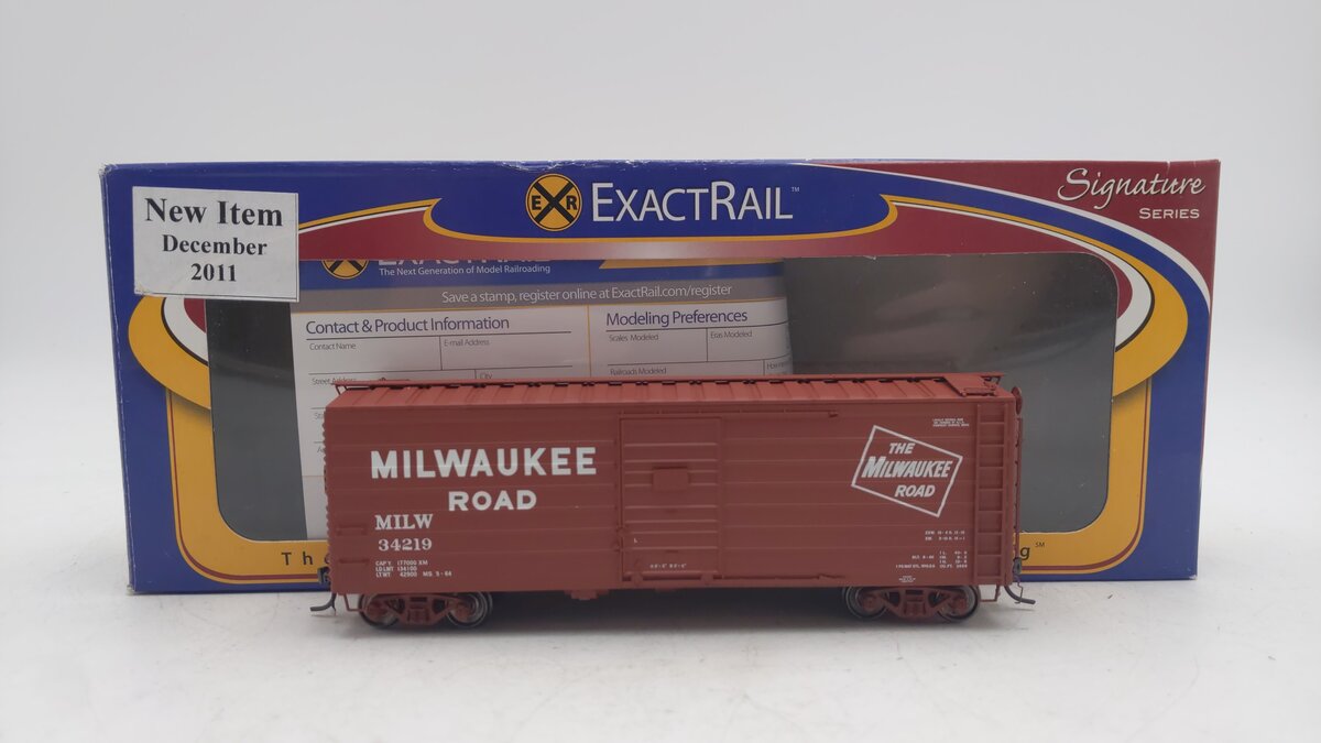 ExactRail EPS-90003-7 HO Scale Milwaukee Road Ribside Box Car #34219 EX/Box