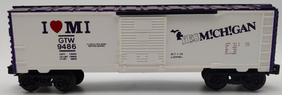 Lionel 6-9486 O Gauge I Love Michigan Boxcar #9486 EX