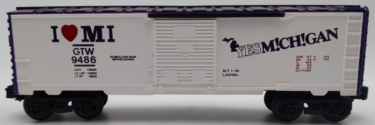 Lionel 6-9486 O Gauge I Love Michigan Boxcar #9486 EX