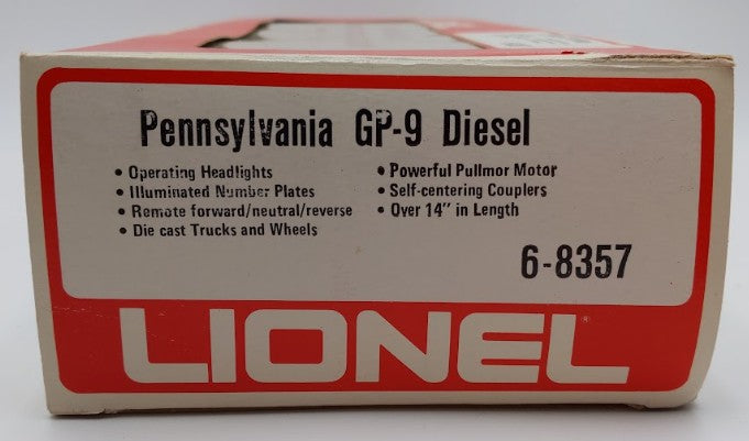 Lionel 6-8357 O Gauge Pennsylvania GP9 Diesel Locomotive #8357 VG/Box