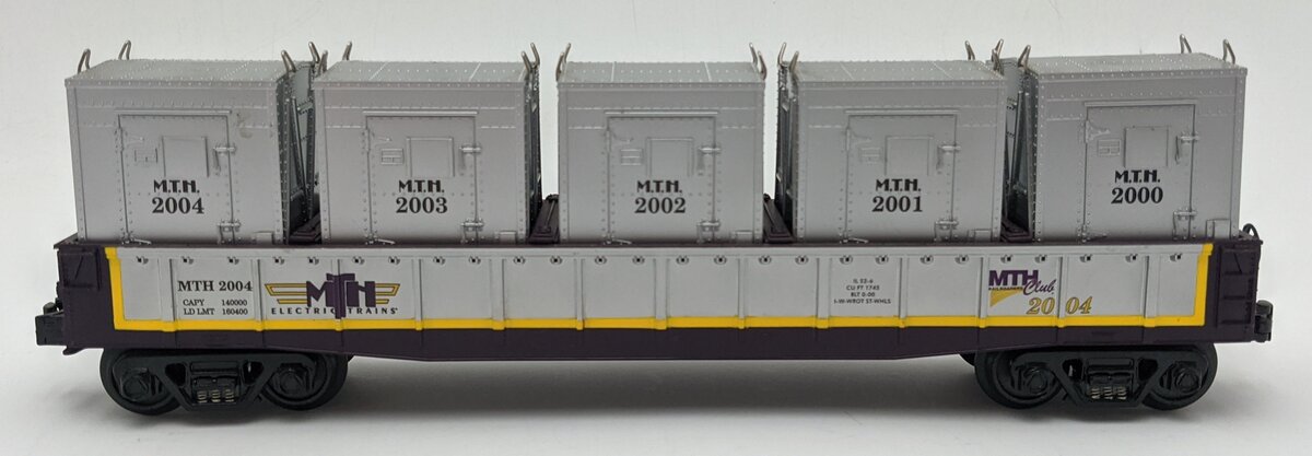 MTH 30-7267 O Gauge MTHRRC 2004 Gondola with 5 LCL Containers VG
