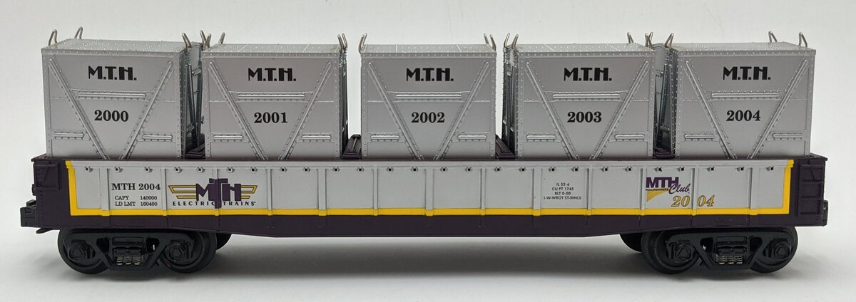 MTH 30-7267 O Gauge MTHRRC 2004 Gondola with 5 LCL Containers VG