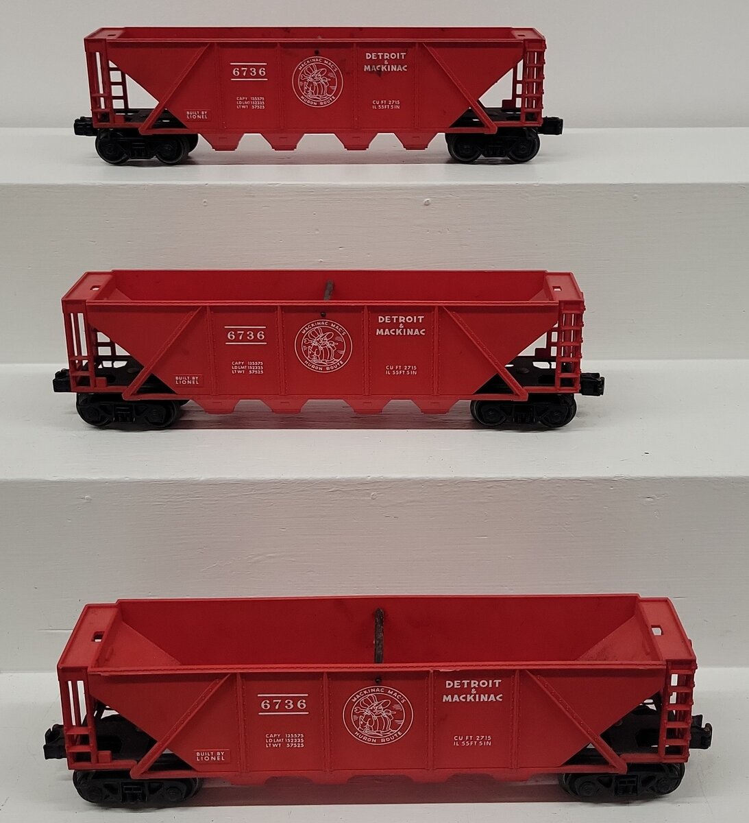 Lionel 6736 Vintage O Detroit & Mackinac 4-Bay Hopper [3] VG
