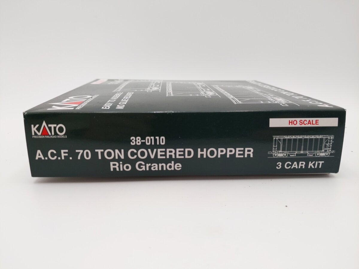 Kato 38-0110 HO Scale Rio Grande ACF 70 Ton Covered Hopper Car Kit (Set of 3) EX/Box