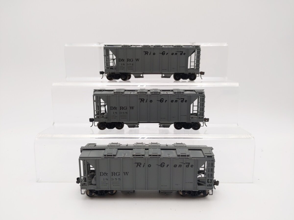 Kato 38-0110 HO Scale Rio Grande ACF 70 Ton Covered Hopper Car Kit (Set of 3) EX/Box