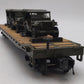 MTH 20-95425 O U.S. Army Flatcar w/(3) Military Transport Vehicles #609465 EX