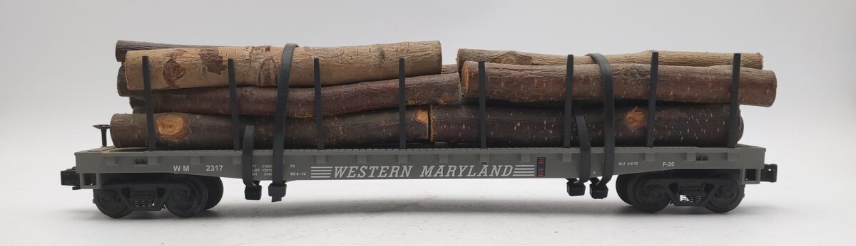 MTH 20-98102 O Western Maryland Flatcar with Log Load #2317 EX