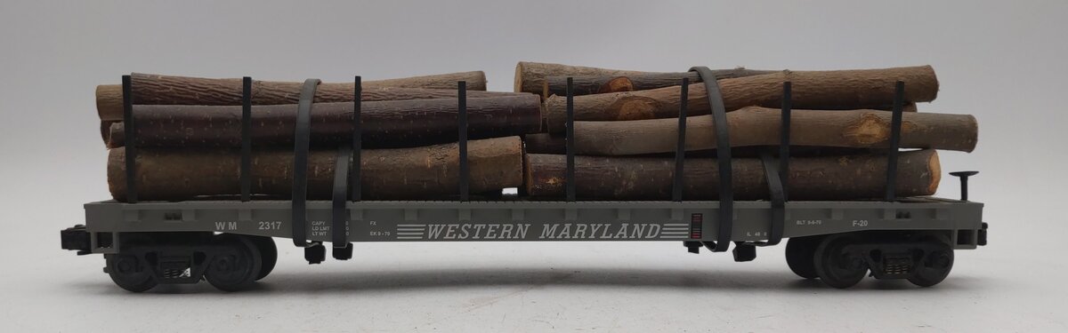 MTH 20-98102 O Western Maryland Flatcar with Log Load #2317 EX