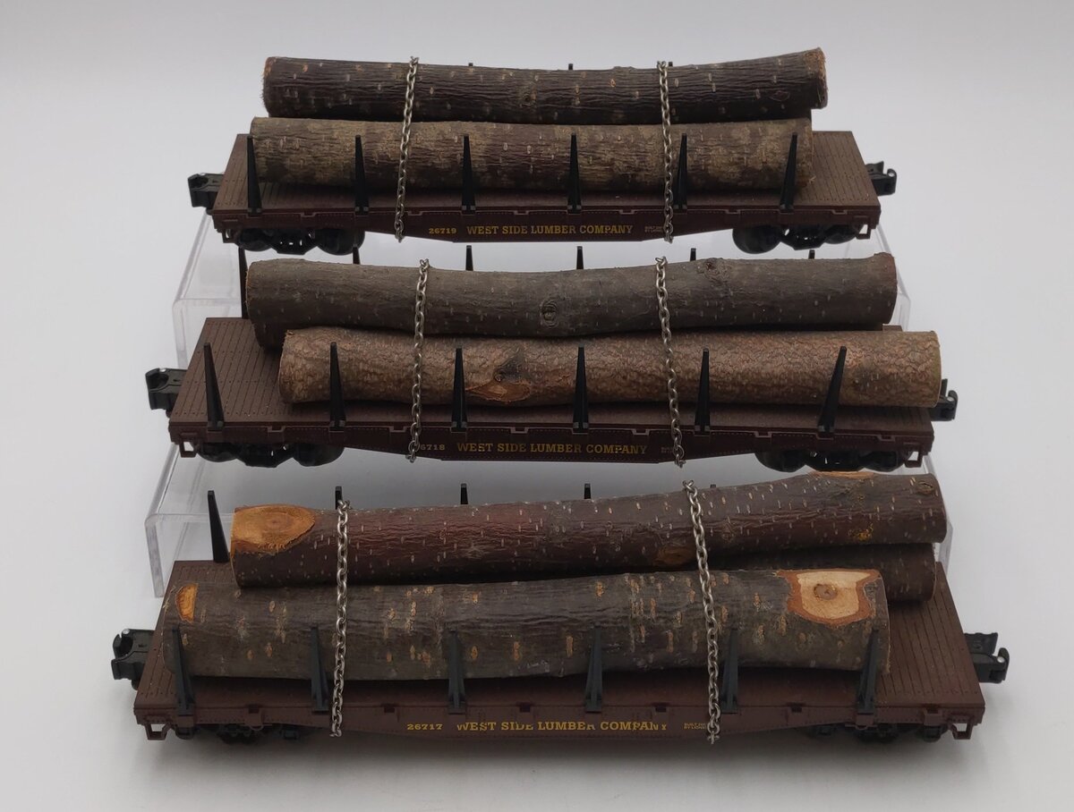 Lionel 6-17564 O West Side Lumber Shay Log Cars: #26717,#26718,#26719 (Set of 3) EX