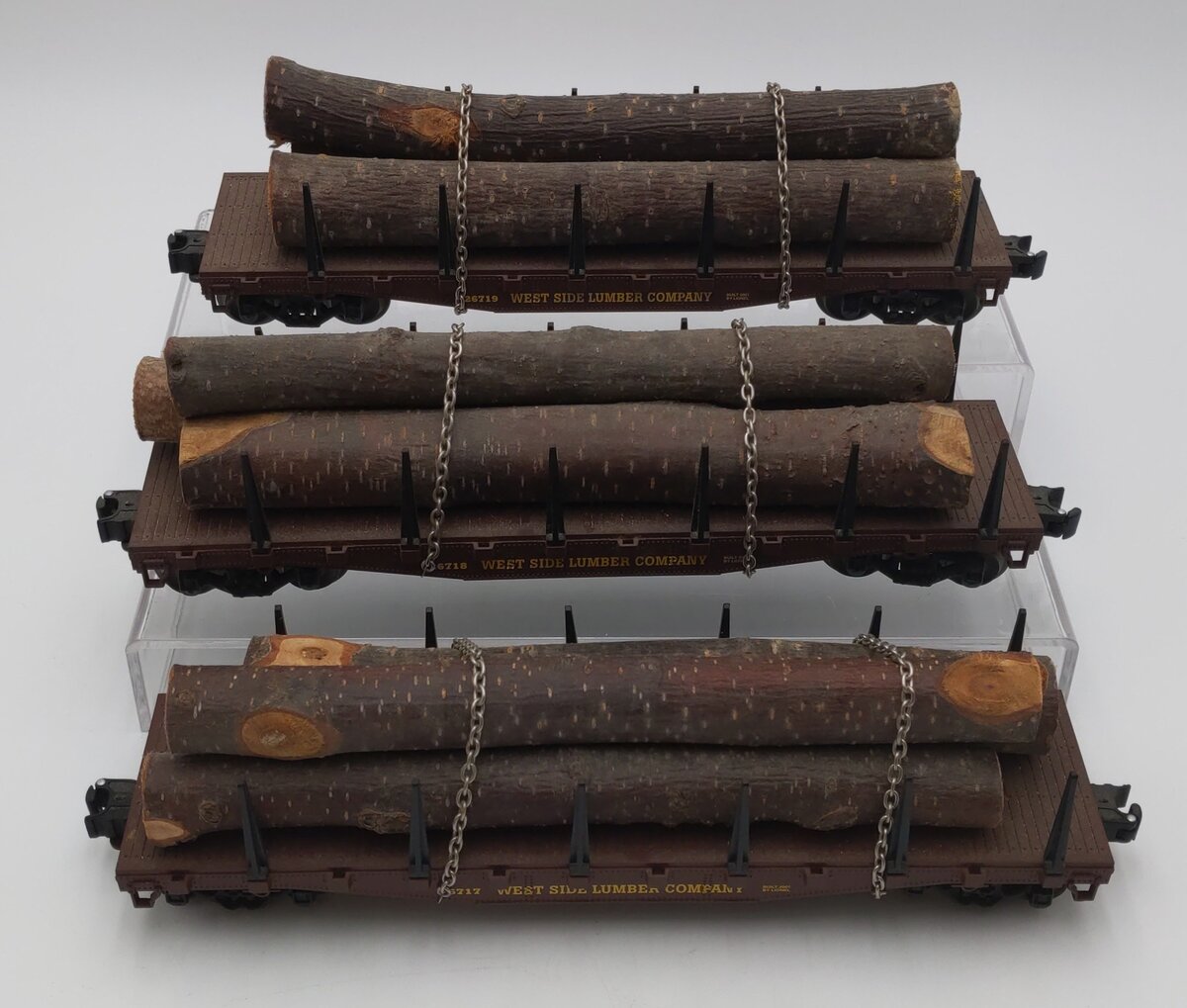 Lionel 6-17564 O West Side Lumber Shay Log Cars: #26717,#26718,#26719 (Set of 3) EX