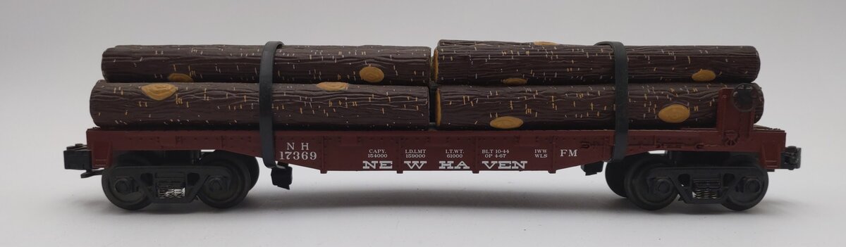 MTH 30-7013B O New Haven Flatcar w/Log Load #17369 EX