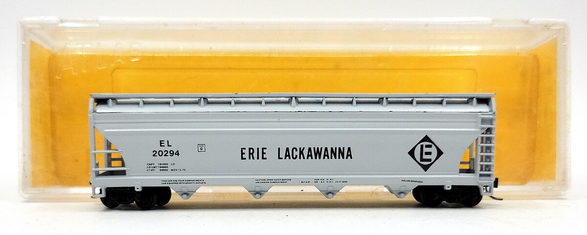 Atlas 3706 N Scale Erie Lackawanna Centerflow Hopper #20294 EX/Box
