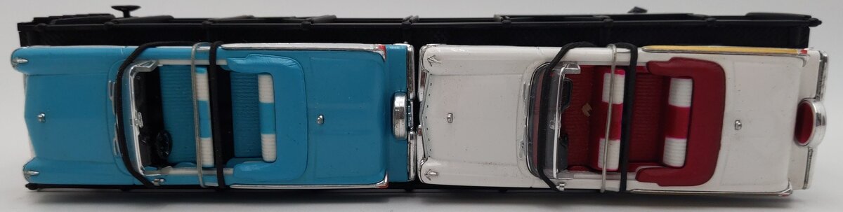 MTH 30-7676 O Gauge MTH Auto Carrier w/ 4 Ertl 1957 Automobiles EX