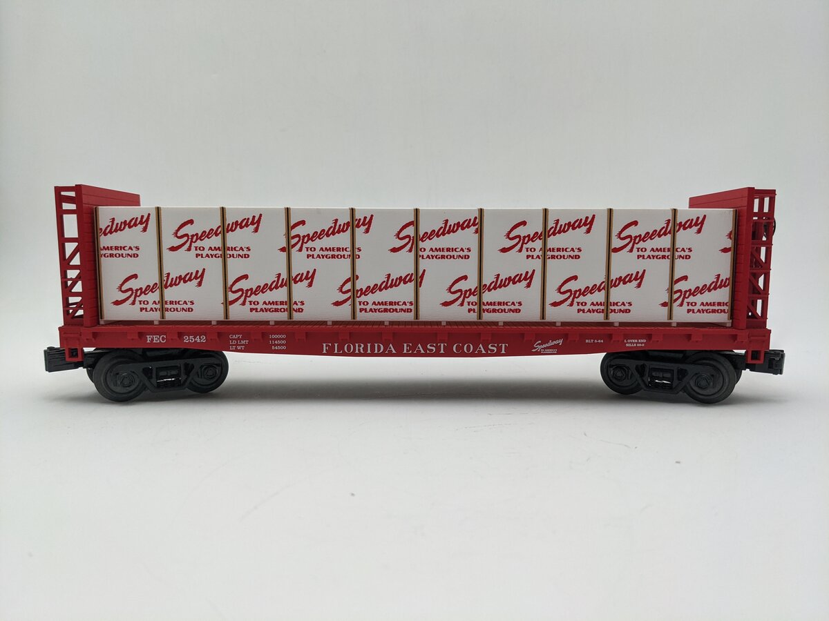 MTH 30-76616 O Florida East Coast Bulkhead Flatcar w/ Lumber Load 3-Rail EX