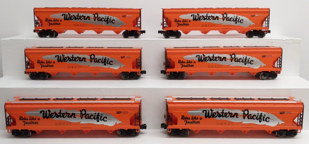 Menards 279-9125 O Gauge Western Pacific Covered Hopper Set (Set of 6) EX