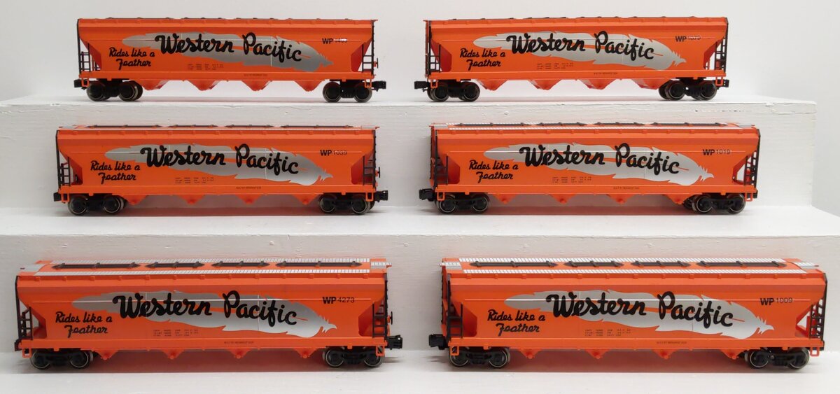Menards 279-9125 O Gauge Western Pacific Covered Hopper Set (Set of 6) EX