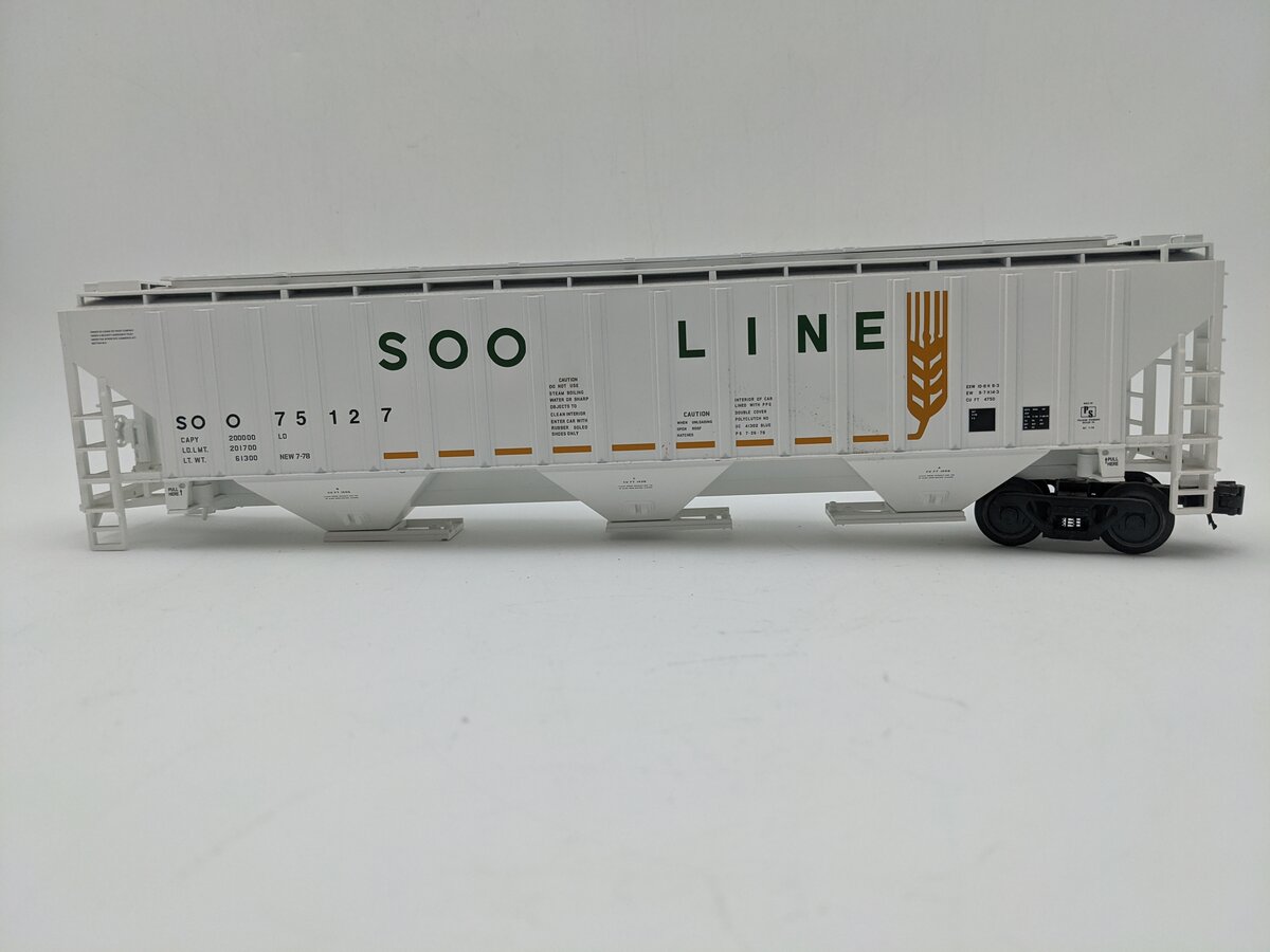 Atlas 2001606-5 O Gauge SOO Line Trainman PS4750 Covered 3-Bay Hopper #75127 EX