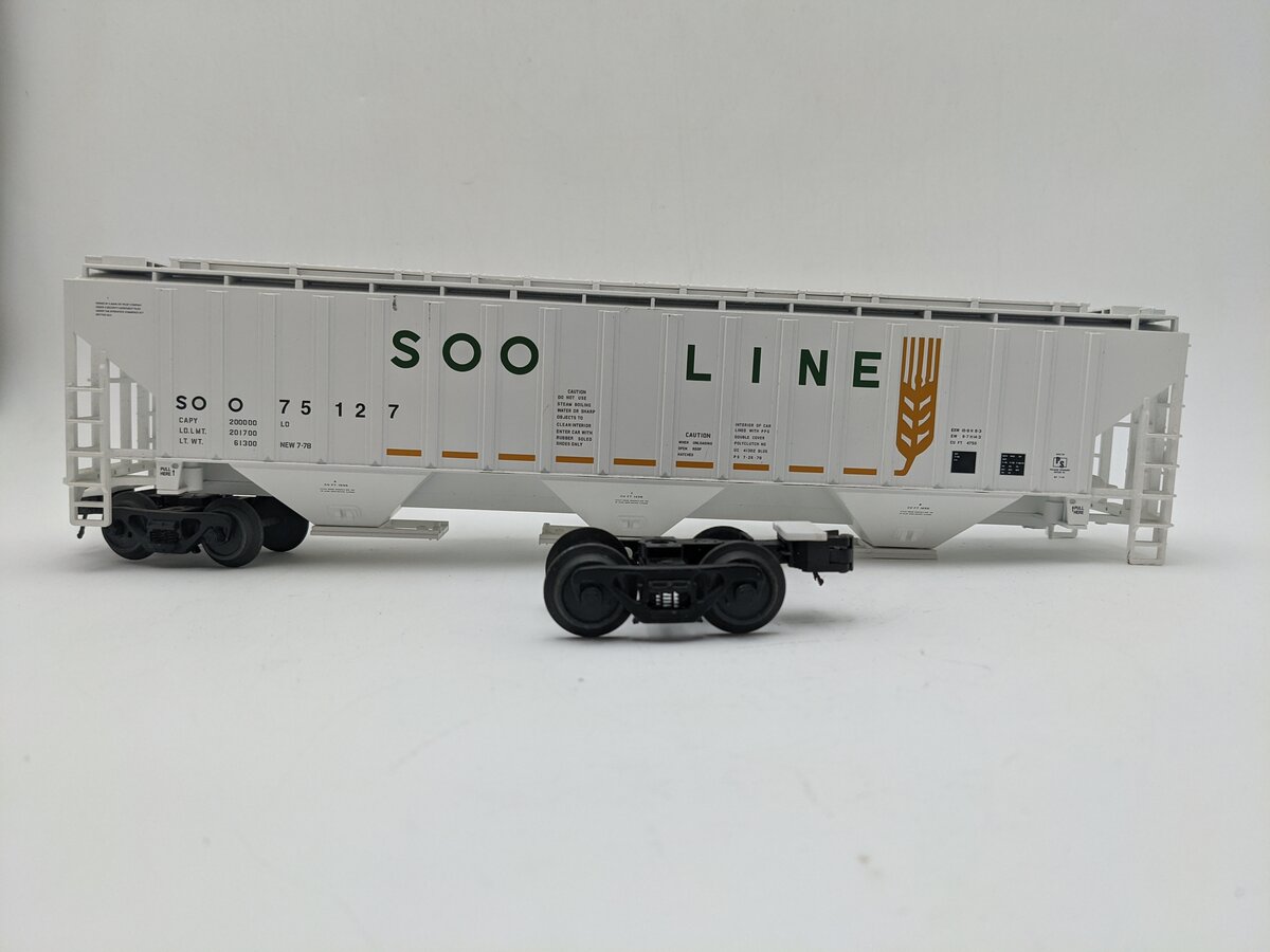 Atlas 2001606-5 O Gauge SOO Line Trainman PS4750 Covered 3-Bay Hopper #75127 EX
