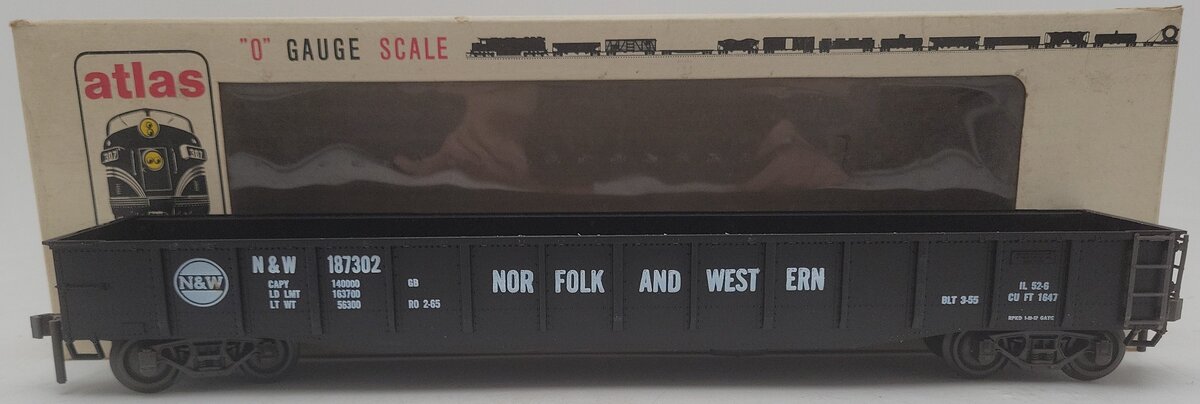 Atlas 6212 O Gauge Norfolk and Western Gondola #187302 (2-Rail) EX/Box