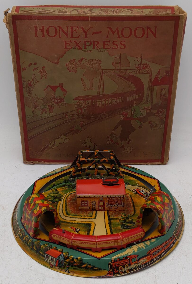 Marx Vintage Tin Litho "Honeymoon Express" Wind-up Toy VG/Box