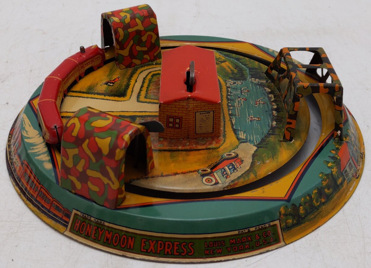Marx Vintage Tin Litho "Honeymoon Express" Wind-up Toy VG/Box